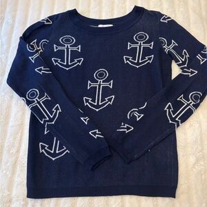 Vintage Delia’s Navy Blue & White Nautical Anchor Crewneck Sweater size Medium